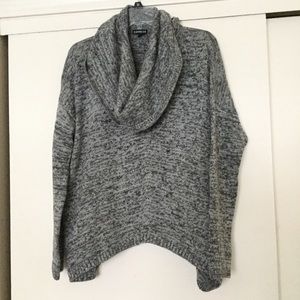 Express Gray Cowl Neck Sweater w/ Curved Hemline